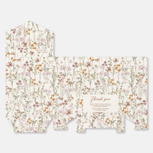 Terracotta Wildflower Boho Baby in Bloom Garden Bedankdoosjes (Ongevouwen)