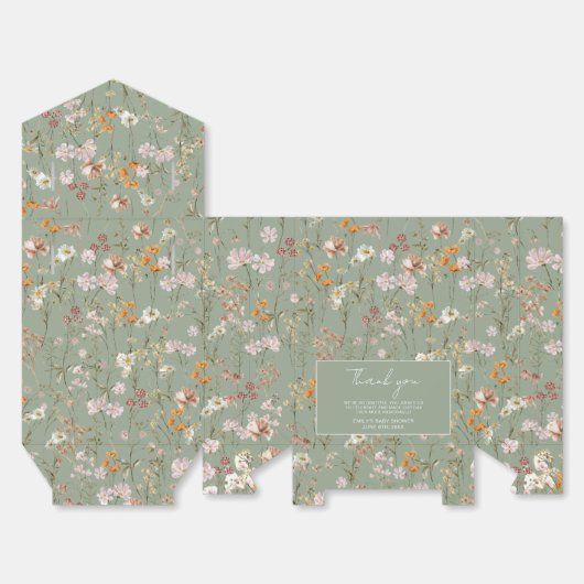 Terracotta Wildflower Boho Baby in Bloom Garden Bedankdoosjes (Ongevouwen)