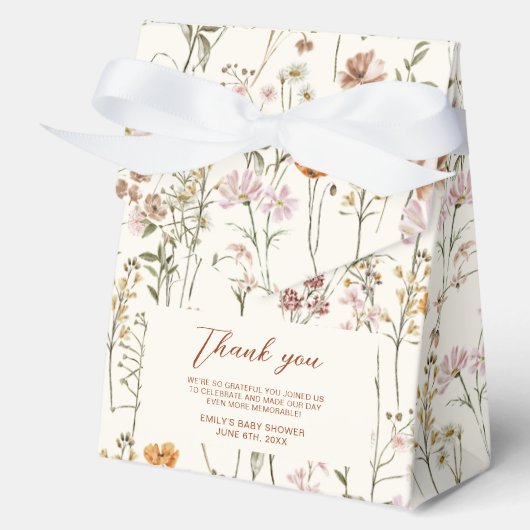 Terracotta Wildflower Boho Baby in Bloom Garden Bedankdoosjes (Voorkant)