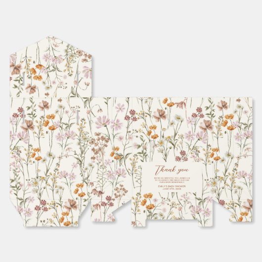 Terracotta Wildflower Boho Baby in Bloom Garden Bedankdoosjes (Ongevouwen)