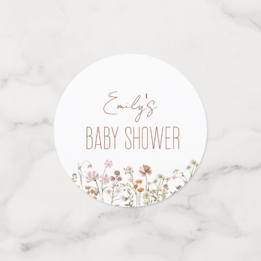 Terracotta Wildflower Boho Baby shower in Bloom Confetti (Kleine voorkant)