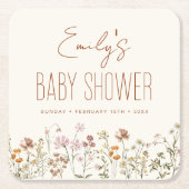 Terracotta Wildflower Boho Baby shower in Bloom Kartonnen Onderzetters (Voorkant)