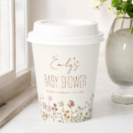 Terracotta Wildflower Boho Baby shower in Bloom Papieren Bekers
