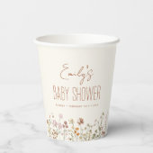Terracotta Wildflower Boho Baby shower in Bloom Papieren Bekers (Achterkant)