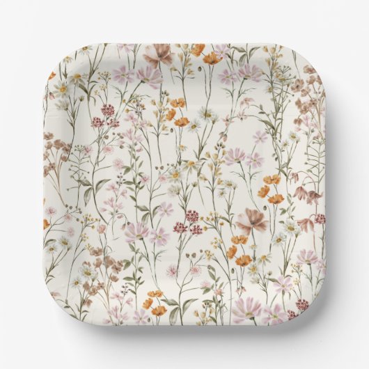 Terracotta Wildflower Boho Baby shower in Bloom Papieren Bordje (Voorkant)