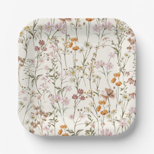 Terracotta Wildflower Boho Baby shower in Bloom Papieren Bordje (Voorkant)