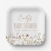 Terracotta Wildflower Boho Baby shower in Bloom Papieren Bordje (Voorkant)