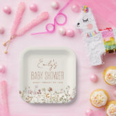 Terracotta Wildflower Boho Baby shower in Bloom Papieren Bordje (Feest)