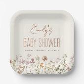 Terracotta Wildflower Boho Baby shower in Bloom Papieren Bordje (Voorkant)