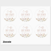 Terracotta Wildflower Boho Baby shower in Bloom Ronde Sticker (Vel)