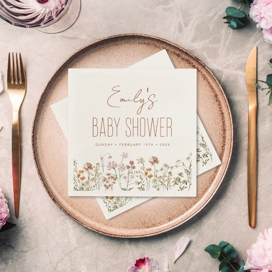 Terracotta Wildflower Boho Baby shower in Bloom Servet