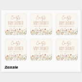 Terracotta Wildflower Boho Baby shower in Bloom Vierkante Sticker (Vel)