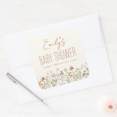 Terracotta Wildflower Boho Baby shower in Bloom Vierkante Sticker (Envelop)