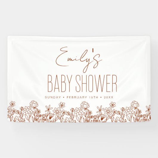Terracotta Wildflower Boho Baby shower Spandoek (Horizontaal)