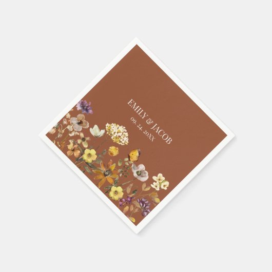 Terracotta Wildflower Boho bruiloft servetten (Hoek)