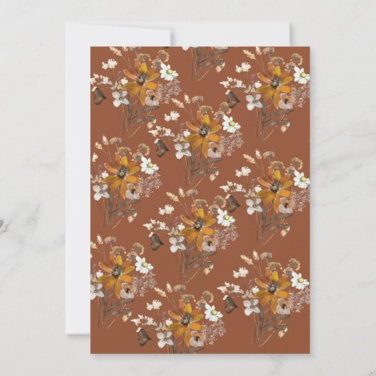 Terracotta Wildflower Boho Fall Wedding Kaart (Achterkant)