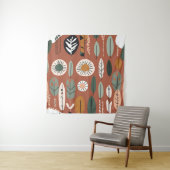 Terracotta Wildflower Boho Rustieke Eclectische Mu Wandkleed (In situ)