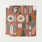 Terracotta Wildflower Boho Rustieke Eclectische Mu Wandkleed (Voorkant)