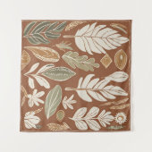 Terracotta Wildflower Boho Rustieke Eclectische Mu Wandkleed (Voorkant (horizontaal))
