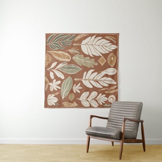 Terracotta Wildflower Boho Rustieke Eclectische Mu Wandkleed (In Situ (horizontaal))