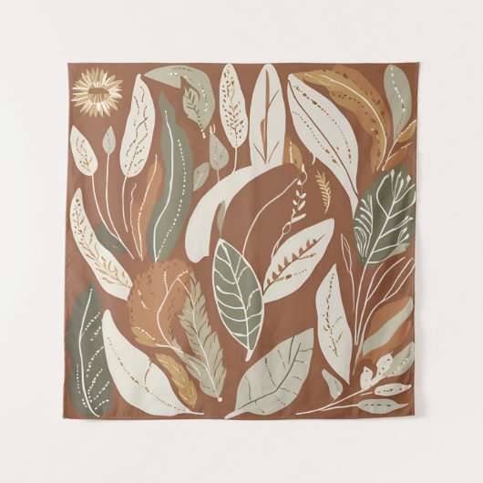 Terracotta Wildflower Boho Rustieke Eclectische Mu Wandkleed (Voorkant)
