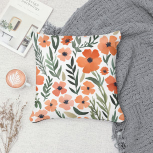 Terracotta Wildflower Boho Rustieke Lente Accent Kussen