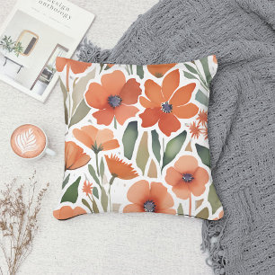 Terracotta Wildflower Boho Rustieke Lente Accent Kussen