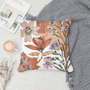 Terracotta Wildflower Boho Rustieke Lente Accent Kussen