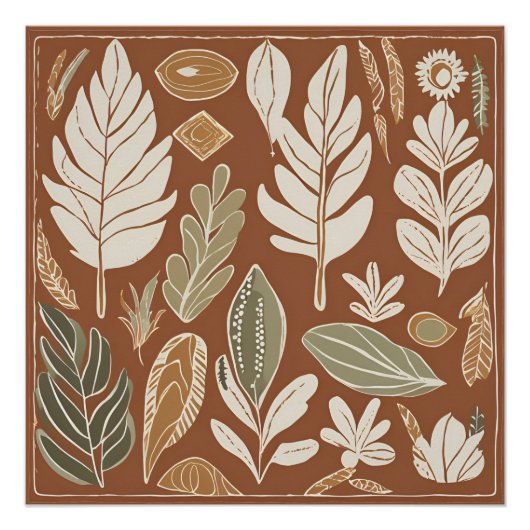 Terracotta Wildflower Boho Rustieke Spring Wall Ar Perfect Poster (Voorkant)
