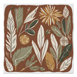 Terracotta Wildflower Boho Rustieke Spring Wall Ar Perfect Poster