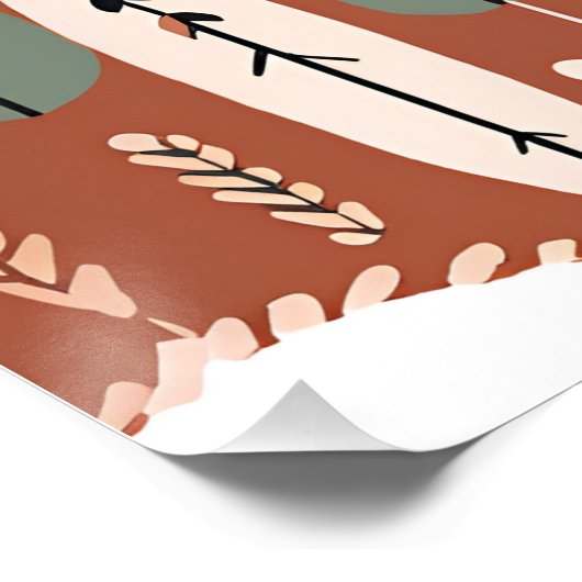 Terracotta Wildflower Boho Rustieke Spring Wall Ar Perfect Poster (Hoek)