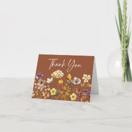 Terracotta Wildflower Boho Trouwkaart Bedankkaart