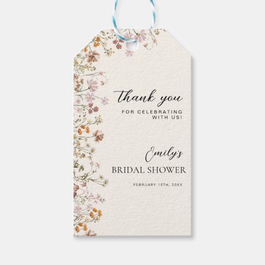 Terracotta Wildflower Boho Vrijgezellenfeest Bedan Cadeaulabel (Voorkant)