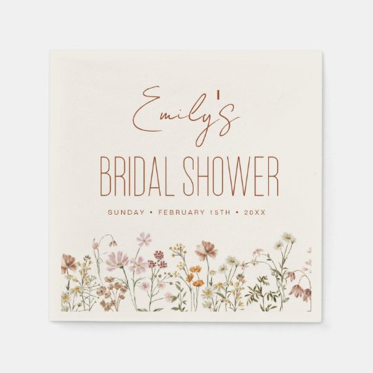 Terracotta Wildflower Boho Vrijgezellenfeest in Bl Servet (Voorkant)
