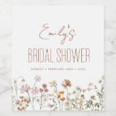 Terracotta Wildflower Boho Vrijgezellenfeest in Bl Wijn Etiket (Enkel label)