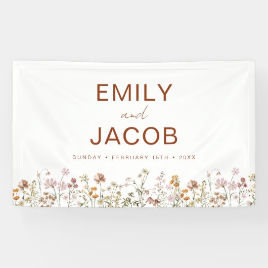 Terracotta Wildflower Boho Wedding in Bloom Spandoek (Horizontaal)