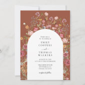 Terracotta Wildflower Boog Bruiloft Uitnodiging (Voorkant)