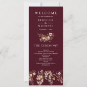 Terracotta Wildflower Bourgogne Wedding Programma (Voorkant)