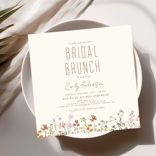 Terracotta Wildflower Bridal Brunch Shower Kaart