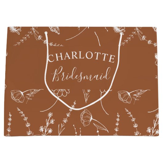 Terracotta Wildflower Bridal Party Dank u Groot Cadeauzakje (Voorkant)