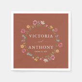 Terracotta Wildflower Bruiloft Servetten (Voorkant)