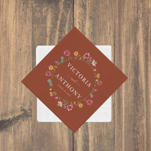Terracotta Wildflower Bruiloft Servetten
