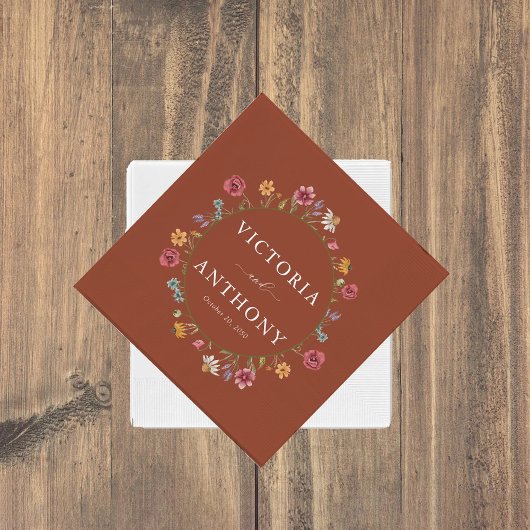 Terracotta Wildflower Bruiloft Servetten