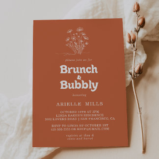 Terracotta Wildflower Brunch Bruisend Bruidsfeest Kaart