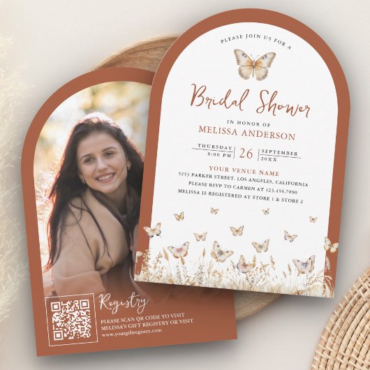 Terracotta Wildflower Butterfly Arch Vrijgezellenf Kaart