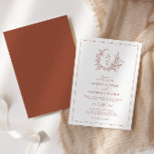 Terracotta Wildflower Crest Monogram Weddenschap Kaart