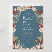 Terracotta Wildflower Dusty Blue Vrijgezellenfeest Kaart (Voorkant)