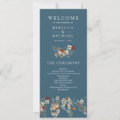 Terracotta Wildflower Dusty Blue Wedding Program (Voorkant)