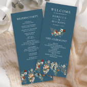 Terracotta Wildflower Dusty Blue Wedding Program