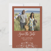 Terracotta Wildflower Eenvoudige Foto QR Code Brui Kaart (Voorkant)